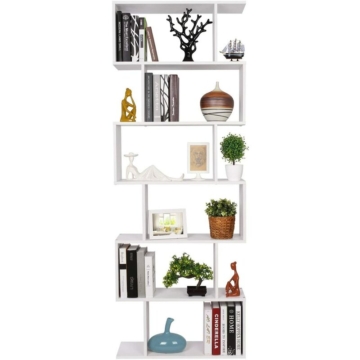 Homfa – Bücherregal Regal mit 6 Ebenen, Raumteiler Standregal Büroregal 190.5x70x23.5 cm, weiß