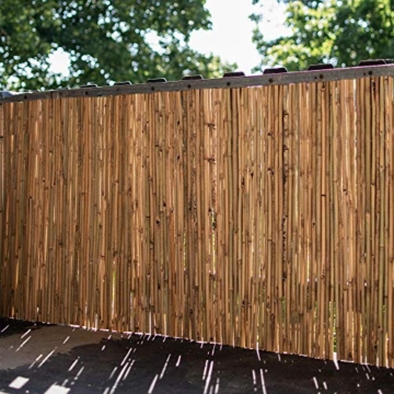 UNUS Sichtschutz aus Bambus 80x500cm, Bambusmatte Sichtschutzmatte Windschutz Zaun für Garten Balkon Terrasse - 2
