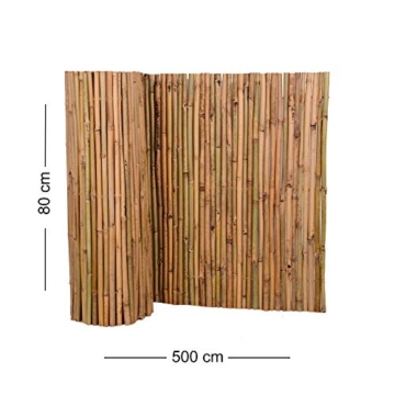 UNUS Sichtschutz aus Bambus 80x500cm, Bambusmatte Sichtschutzmatte Windschutz Zaun für Garten Balkon Terrasse - 3